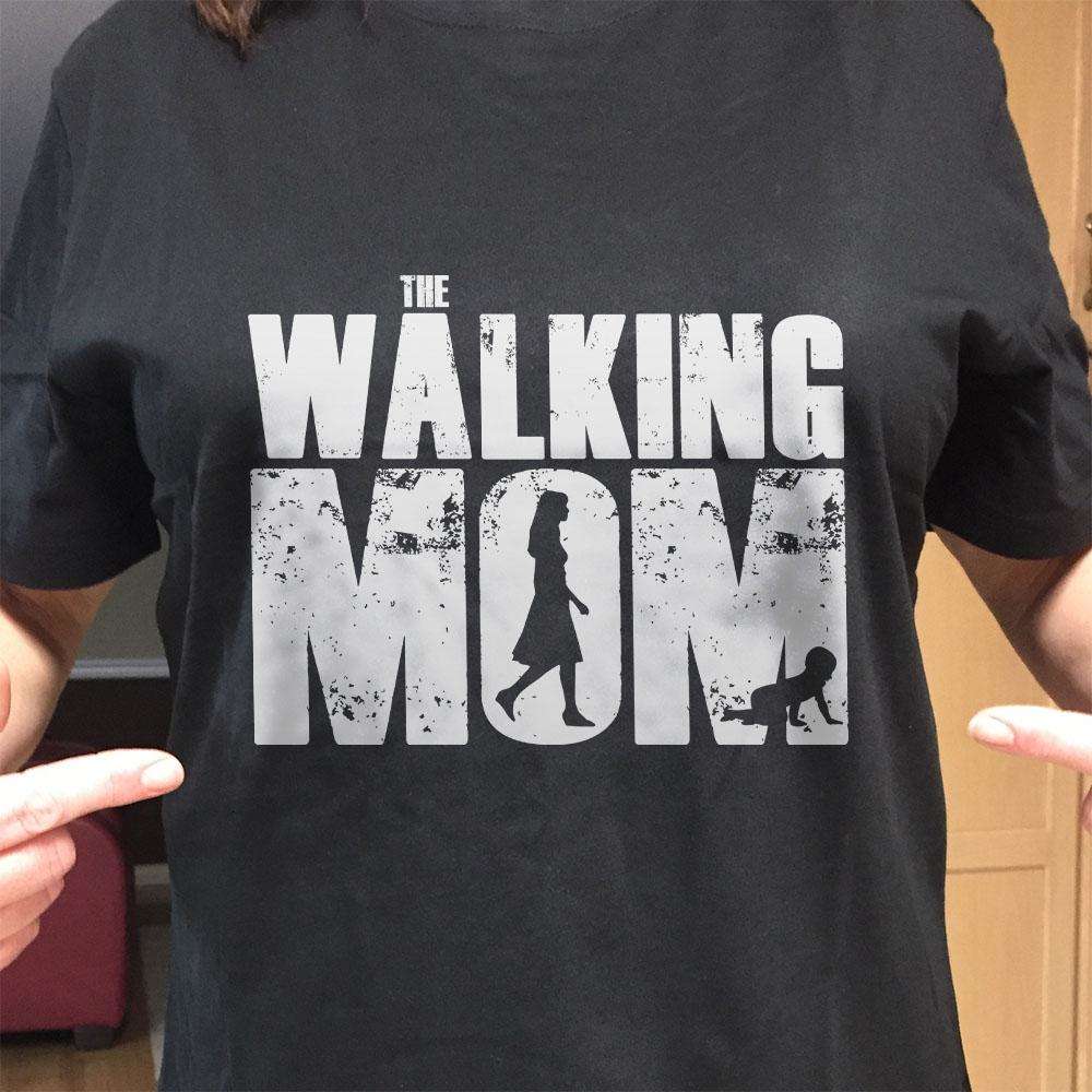 Designs by MyUtopia Shout Out:The Walking Mom Adult Unisex Black T-Shirt