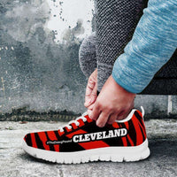 Load image into Gallery viewer, Designs by MyUtopia Shout Out:#TheDawgPound Cleveland Fan Brown / Orange Stripes Mesh Fabric Running Shoes
