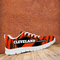 Load image into Gallery viewer, Designs by MyUtopia Shout Out:#TheDawgPound Cleveland Fan Brown / Orange Stripes Mesh Fabric Running Shoes,Men&#39;s / Mens US5 (EU38) / Brown/Orange,Running Shoes
