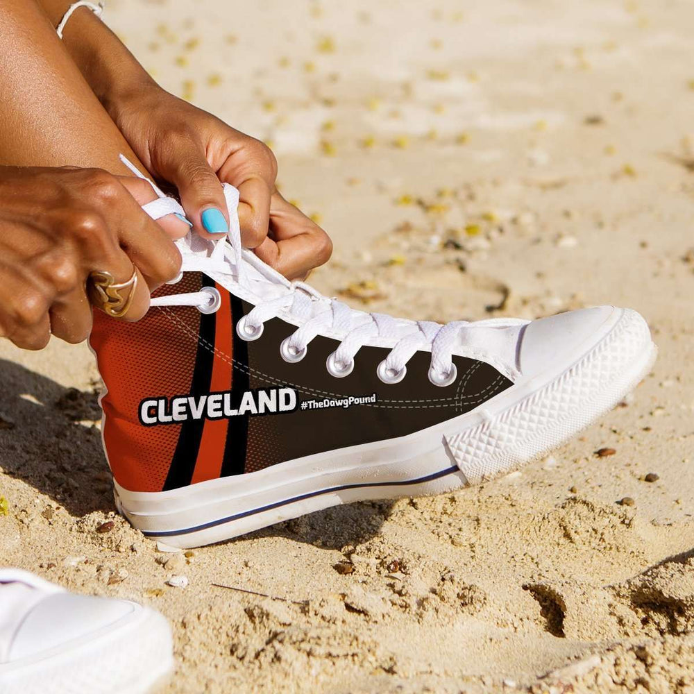Designs by MyUtopia Shout Out:#TheDawgPound Cleveland Fan Canvas High Top Shoes
