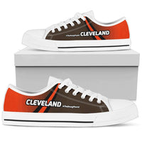 Load image into Gallery viewer, Designs by MyUtopia Shout Out:#TheDawgPound Cleveland Fan Canvas Low Top Shoes,Womens Low Top - White - Women&#39;s / US5.5 (EU36) / Orange / Brown,Lowtop Shoes
