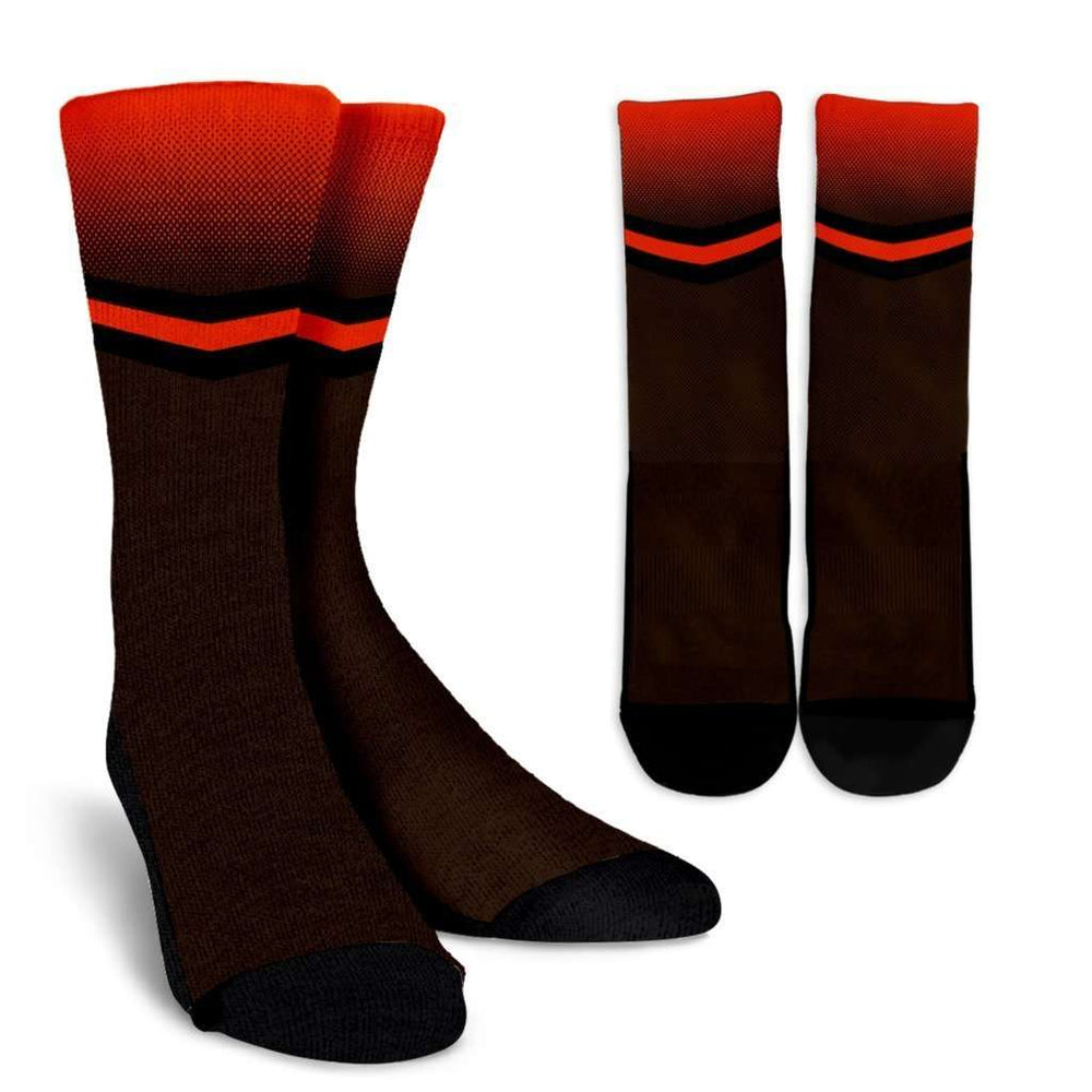 Designs by MyUtopia Shout Out:#TheDawgPound Cleveland Fan Crew Socks,Small/Medium / Brown,Socks