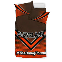 Load image into Gallery viewer, Designs by MyUtopia Shout Out:#TheDawgPound Cleveland Fan Duvet Cover and Pillowcases,Bedding Set - Black - #TheDawgPound / US Twin,Bedding Set
