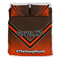 Load image into Gallery viewer, Designs by MyUtopia Shout Out:#TheDawgPound Cleveland Fan Duvet Cover and Pillowcases,Bedding Set - Black - #TheDawgPound / US Queen/Full,Bedding Set
