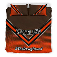 Load image into Gallery viewer, Designs by MyUtopia Shout Out:#TheDawgPound Cleveland Fan Duvet Cover and Pillowcases,Bedding Set - Black - #TheDawgPound / US King,Bedding Set
