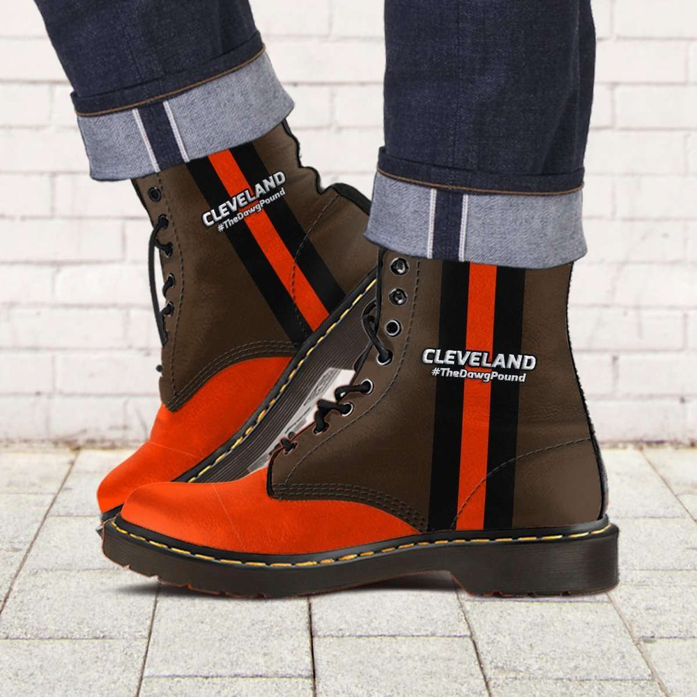 Designs by MyUtopia Shout Out:#TheDawgPound Cleveland Fan Faux Leather 7 Eye Lace-up Boots
