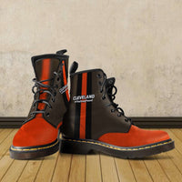 Load image into Gallery viewer, Designs by MyUtopia Shout Out:#TheDawgPound Cleveland Fan Faux Leather 7 Eye Lace-up Boots
