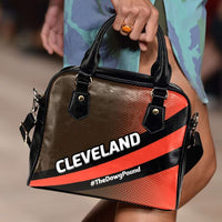 Load image into Gallery viewer, Designs by MyUtopia Shout Out:#TheDawgPound Cleveland Fan Faux Leather Handbag with Shoulder Strap
