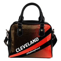 Load image into Gallery viewer, Designs by MyUtopia Shout Out:#TheDawgPound Cleveland Fan Faux Leather Handbag with Shoulder Strap
