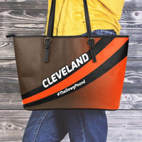 Load image into Gallery viewer, Designs by MyUtopia Shout Out:#TheDawgPound Cleveland Fan Faux Leather Totebag Purse
