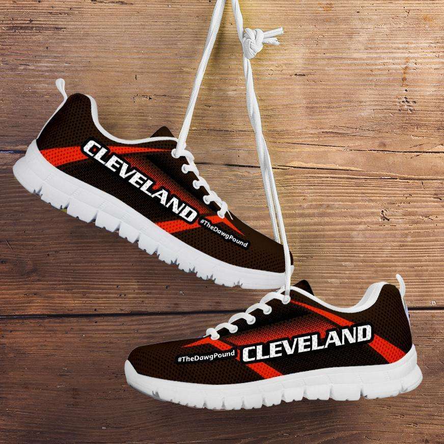 Designs by MyUtopia Shout Out:#TheDawgPound Cleveland Fan Mesh Fabric Running Shoes v2