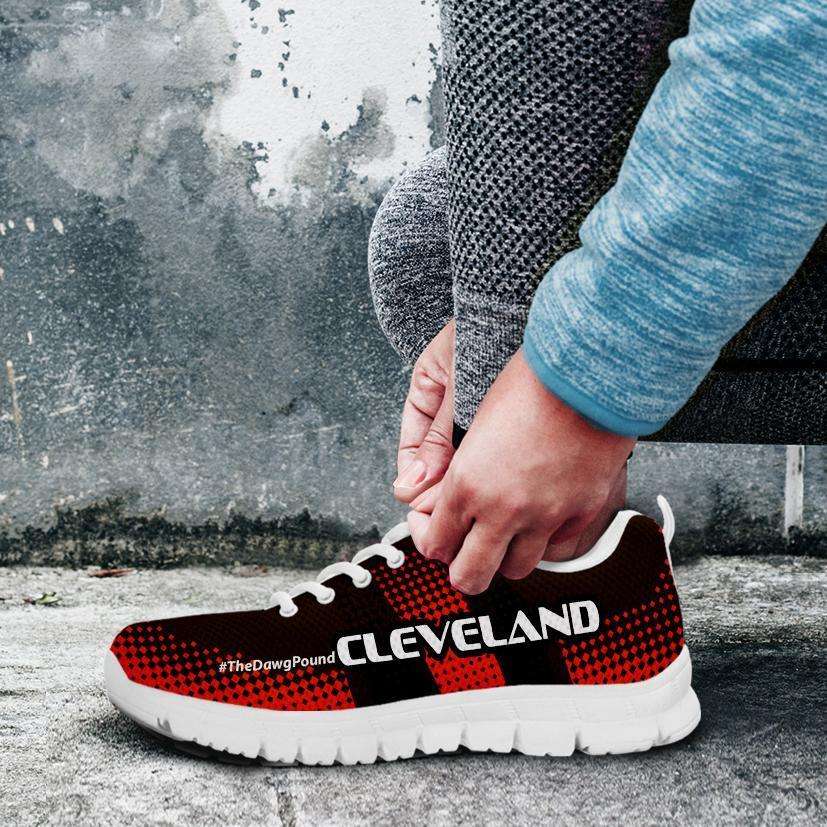 Designs by MyUtopia Shout Out:#TheDawgPound Cleveland Fan Mesh Fabric Running Shoes v3