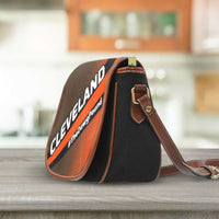 Load image into Gallery viewer, Designs by MyUtopia Shout Out:#TheDawgPound Cleveland Fan Saddlebag Style Canvas Crossbody Purse
