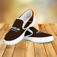 Load image into Gallery viewer, Designs by MyUtopia Shout Out:#TheDawgPound Cleveland Fan Slip-on Sneakers,Mens US8 (EU40) / Brown,Slip on sneakers
