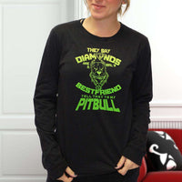 Load image into Gallery viewer, Designs by MyUtopia Shout Out:They Say Diamonds Are a Girl&#39;s Bestfriend, Tell That To My Pitbull Adult Long Sleeve Tee
