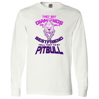 Load image into Gallery viewer, Designs by MyUtopia Shout Out:They Say Diamonds Are a Girl&#39;s Bestfriend, Tell That To My Pitbull Adult Long Sleeve Tee,White / S,Long Sleeve T-Shirts
