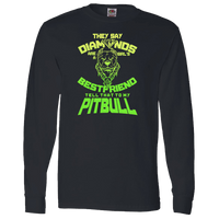 Load image into Gallery viewer, Designs by MyUtopia Shout Out:They Say Diamonds Are a Girl&#39;s Bestfriend, Tell That To My Pitbull Adult Long Sleeve Tee,Black / S,Long Sleeve T-Shirts
