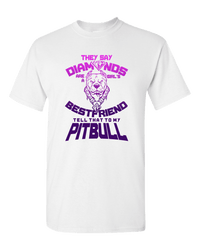 Load image into Gallery viewer, Designs by MyUtopia Shout Out:They Say Diamonds Are a Girl&#39;s Bestfriend, Tell That To My Pitbull Adult Unisex T-Shirt,White / S,Adult Unisex T-Shirt
