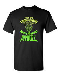 Load image into Gallery viewer, Designs by MyUtopia Shout Out:They Say Diamonds Are a Girl&#39;s Bestfriend, Tell That To My Pitbull Adult Unisex T-Shirt,Black / S,Adult Unisex T-Shirt
