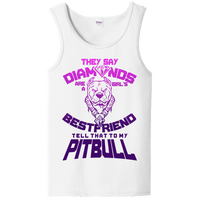 Load image into Gallery viewer, Designs by MyUtopia Shout Out:They Say Diamonds Are a Girl&#39;s Bestfriend, Tell That To My Pitbull Ladies Tank Top,White / S,Tank Tops
