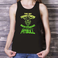 Load image into Gallery viewer, Designs by MyUtopia Shout Out:They Say Diamonds Are a Girl&#39;s Bestfriend, Tell That To My Pitbull Ladies Tank Top
