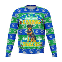 Load image into Gallery viewer, Designs by MyUtopia Shout Out:They See You When You&#39;re Eating Snacks Rottweiler - 3D Ugly Christmas Holiday Fashion Sweatshirt,XS / Multi,Fashion Sweatshirt - AOP

