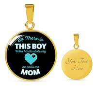 Load image into Gallery viewer, Designs by MyUtopia Shout Out:This Boy Stole My Heart, He Calls Me Mom Liquid Glass Personalized Engravable Keepsake Necklace,Gold / Yes,Necklace
