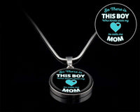Load image into Gallery viewer, Designs by MyUtopia Shout Out:This Boy Stole My Heart, He Calls Me Mom Liquid Glass Personalized Engravable Keepsake Necklace
