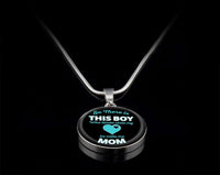 Load image into Gallery viewer, Designs by MyUtopia Shout Out:This Boy Stole My Heart, He Calls Me Mom Liquid Glass Personalized Engravable Keepsake Necklace,Silver / No,Necklace
