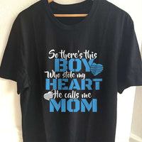 Load image into Gallery viewer, Designs by MyUtopia Shout Out:This Boy Who Stole My Heart Calls Me Mom Adult Unisex T-Shirt,S / Black,Adult Unisex T-Shirt
