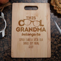 Load image into Gallery viewer, Designs by MyUtopia Shout Out:This Cool Grandma Belongs To ... Personalized With Kids Names Engraved Maple Cutting Board,🌟  Best Value 9 3/4″ X 13.5″,Cutting Board
