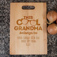 Load image into Gallery viewer, Designs by MyUtopia Shout Out:This Cool Grandma Belongs To ... Personalized With Kids Names Engraved Maple Cutting Board
