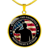 Load image into Gallery viewer, Designs by MyUtopia Shout Out:This Daughter is Protected by a Veteran Handcrafted Pendant Necklace Optional Message Engraved on back Personalized Gift For Her
