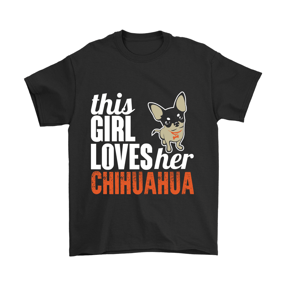 Designs by MyUtopia Shout Out:This Girl  Loves Her Chihuahua,Gildan Mens T-Shirt / Black / S,Adult Unisex T-Shirt