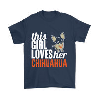 Load image into Gallery viewer, Designs by MyUtopia Shout Out:This Girl  Loves Her Chihuahua,Gildan Mens T-Shirt / Navy / S,Adult Unisex T-Shirt

