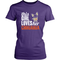 Load image into Gallery viewer, Designs by MyUtopia Shout Out:This Girl  Loves Her Chihuahua,District Womens Shirt / Purple / XS,Adult Unisex T-Shirt
