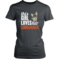 Load image into Gallery viewer, Designs by MyUtopia Shout Out:This Girl  Loves Her Chihuahua,District Womens Shirt / Charcoal / XS,Adult Unisex T-Shirt
