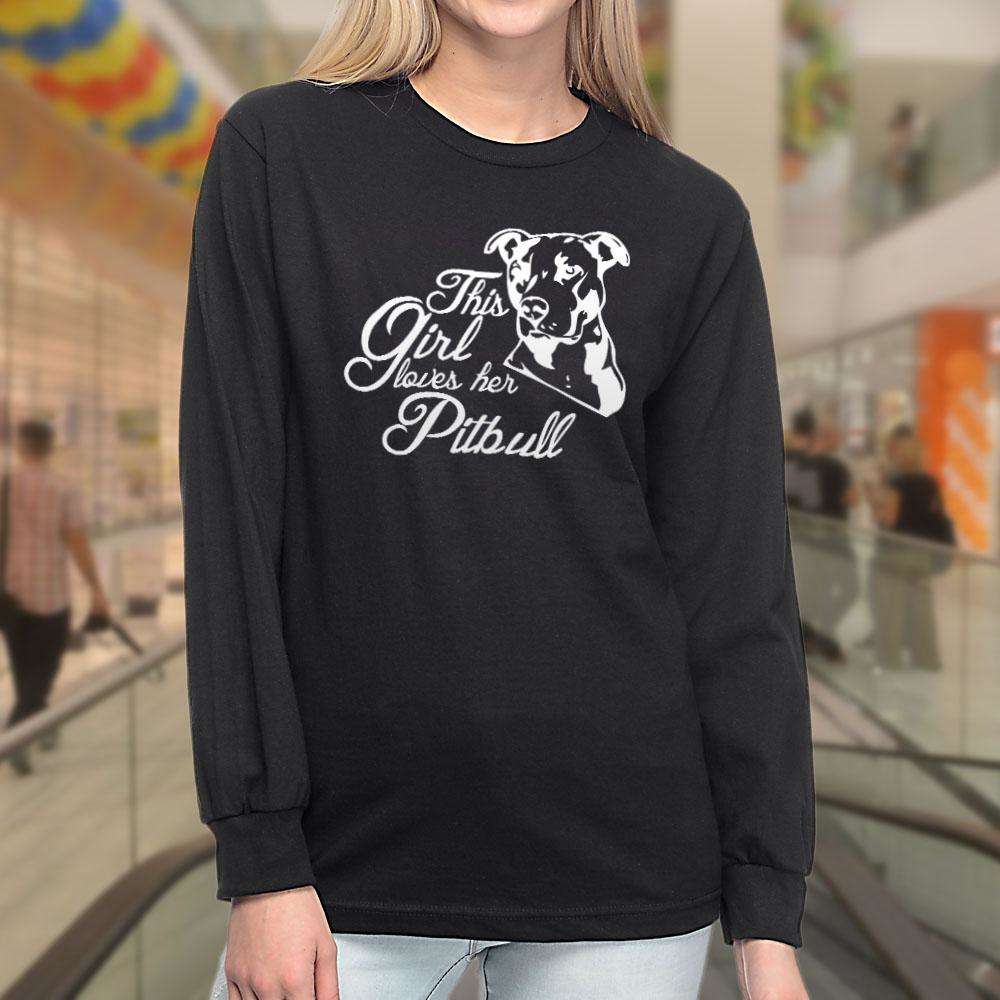 Designs by MyUtopia Shout Out:This Girl Loves Her Pitbull Adult Long Sleeve Tee