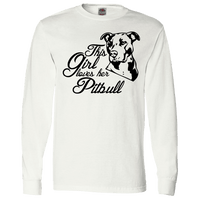 Load image into Gallery viewer, Designs by MyUtopia Shout Out:This Girl Loves Her Pitbull Adult Long Sleeve Tee,White / S,Long Sleeve T-Shirts
