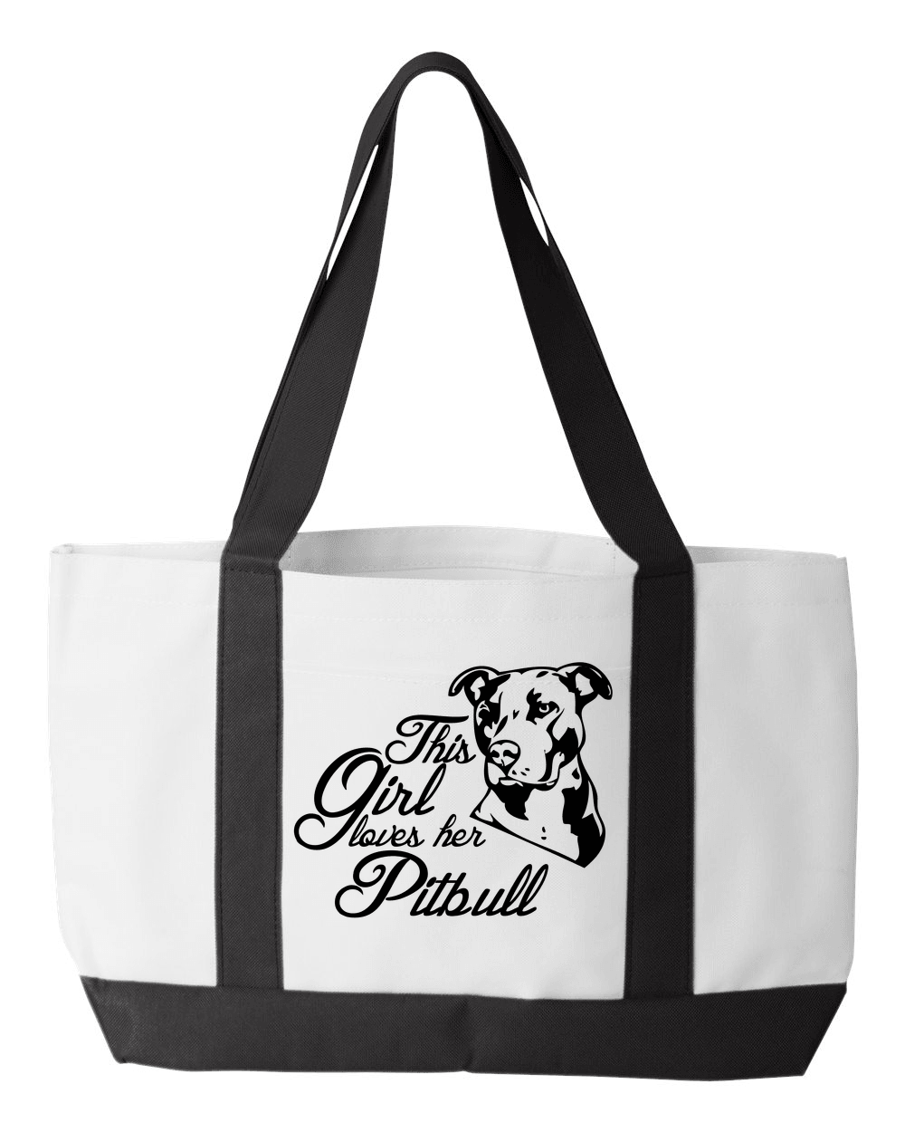 Designs by MyUtopia Shout Out:This Girl Loves Her Pitbull Canvas Totebag Gym / Beach / Pool Gear Bag,White,Gym Totebag