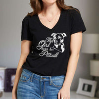Load image into Gallery viewer, Designs by MyUtopia Shout Out:This Girl Loves Her Pitbull Ladies V Neck Tee
