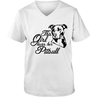 Load image into Gallery viewer, Designs by MyUtopia Shout Out:This Girl Loves Her Pitbull Ladies V Neck Tee,White / S,Ladies T-Shirts
