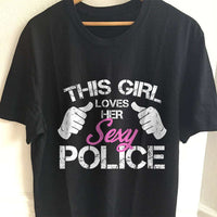 Load image into Gallery viewer, Designs by MyUtopia Shout Out:This Girl Loves Her Sexy Police Adult Unisex Black T-Shirt,S / Black,Adult Unisex T-Shirt
