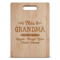 Load image into Gallery viewer, Designs by MyUtopia Shout Out:This Grandma Belongs To ... Personalized with Kids Names Engraved Maple Cutting Board
