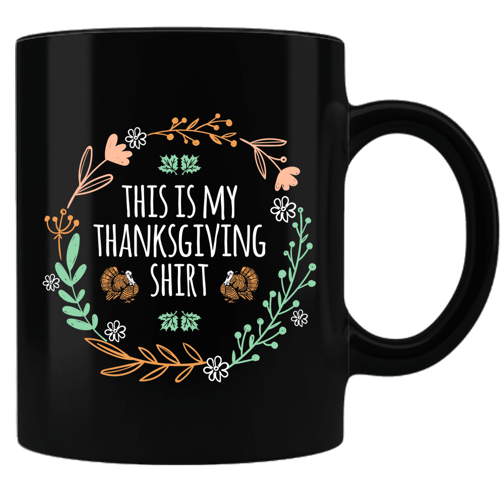 Designs by MyUtopia Shout Out:This Is My Thanksgiving Shirt Black Ceramic Coffee Mug,Black,Ceramic Coffee Mug