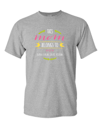 Load image into Gallery viewer, Designs by MyUtopia Shout Out:This Mom Belongs To Personalized Unisex T-Shirt,S / Athletic Heather,Adult Unisex T-Shirt
