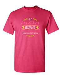 Load image into Gallery viewer, Designs by MyUtopia Shout Out:This Mom Belongs To Personalized Unisex T-Shirt,S / Cyber Pink,Adult Unisex T-Shirt
