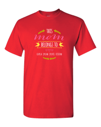 Load image into Gallery viewer, Designs by MyUtopia Shout Out:This Mom Belongs To Personalized Unisex T-Shirt,S / True Red,Adult Unisex T-Shirt
