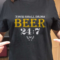 Load image into Gallery viewer, Designs by MyUtopia Shout Out:Thou Shall Drink Beer Drinking Humor Unisex T-Shirt
