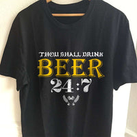Load image into Gallery viewer, Designs by MyUtopia Shout Out:Thou Shall Drink Beer Drinking Humor Unisex T-Shirt,S / Black,Adult Unisex T-Shirt
